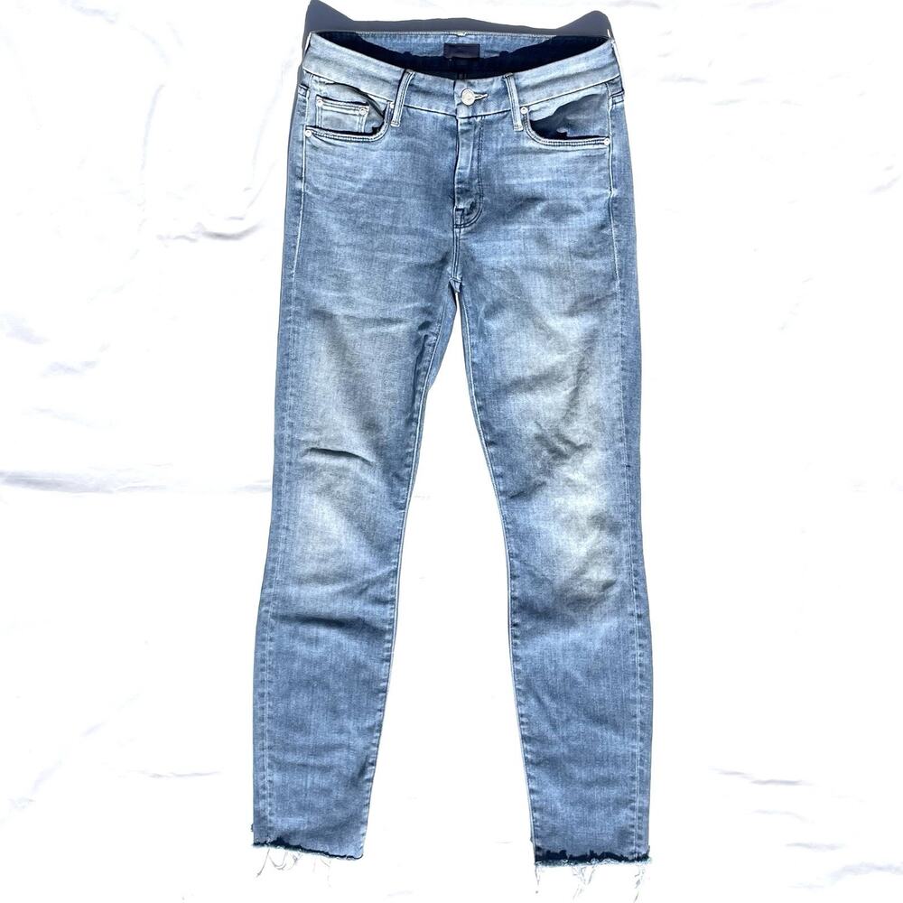 Mother The Looker Ankle Fray When Sparks Fly Jeans Womens 25 Blue